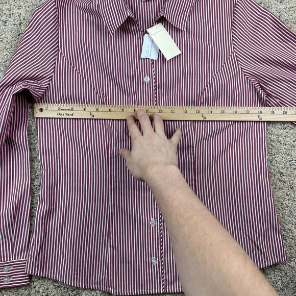Christopher Banks Small Long Sleeve Button Up Shirt Women's Red Striped White - Picture 6 of 8